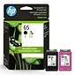 HP 65 Black/Tri-Color Standard Yield Ink Cartridge, 2/Pack (T0A36AN#140)