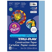 Pacon Tru-Ray 9 x 12 Construction Paper, Sky Blue, 50 Sheets/Pack, 10 Packs (PAC103016-10)