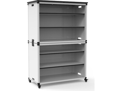 Luxor Mobile 6-Section Modular Classroom Bookshelf, 54.5H x 36.5W x 18.25D, White (MBSCB07)
