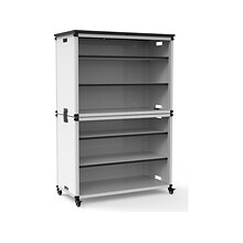 Luxor Mobile 6-Section Modular Classroom Bookshelf, 54.5H x 36.5W x 18.25D, White (MBSCB07)