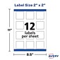 Avery Print-to-the-Edge Laser/Inkjet Square Labels, 2" x 2", White, 12 Labels/Sheet, 25 Sheets/Pack, 300 Labels/Pack (22806)