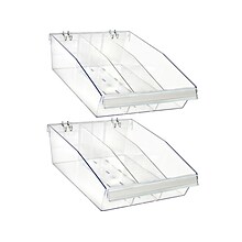 Azar 5.75 x 11.75 Pegboard 3-Compartment Large Deep Bin Tray, Clear, 2/Pack (556134-L-DIV-2PK)