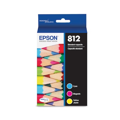 Epson T812 Cyan/Magenta/Yellow Standard Yield Ink Cartridge, 3/Pack  (T812520-S)