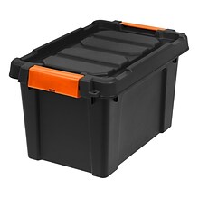 Iris 22 Quart Heavy Duty Store-It-All Plastic Latching Storage Tote, Black (500214)