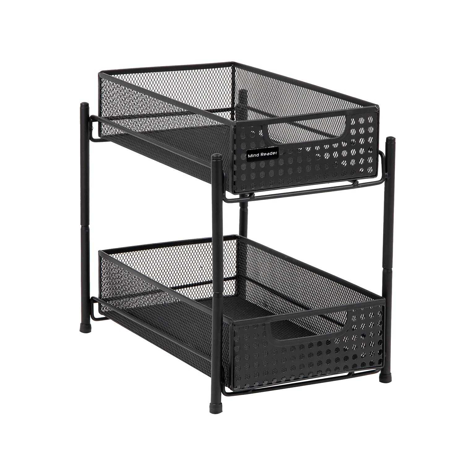 Mind Reader 10.5H 2 Shelf Accessory Organizer Supply Storage, Black, Metal (HCABASK2T-BLK)