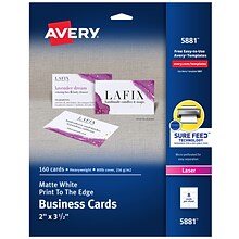 Avery Laser Business Cards, 3.5W x 2L, Uncoated White 160/Pack (5881)