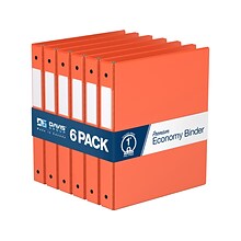 Davis Group Premium Economy 1 3-Ring Non-View Binders, Orange, 6/Pack (2311-19-06)