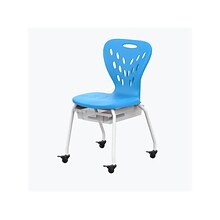 Luxor Plastic/Steel Kids Desk Chair with Wheels and Storage, Blue/White (MBS-CHAIR)