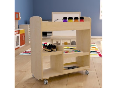 Flash Furniture Bright Beginnings Mobile 18-Section Storage Cart, 31.75"H x 33.25"W x 15.75"D, Natural Birch Plywood