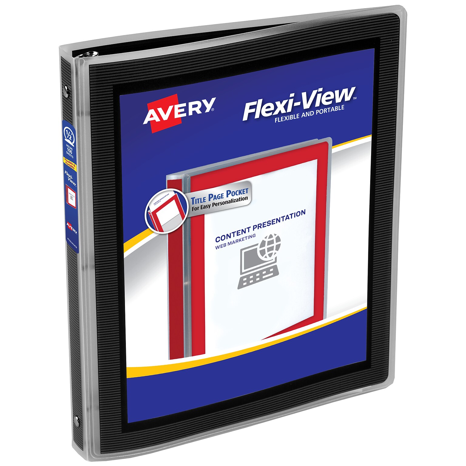 Avery Flexi-View Heavy Duty 1/2 3-Ring View Binders, Black (15767/14981-CC)