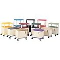 H. Wilson® Adjustable-Height A/V Carts with Cabinet; Burgundy