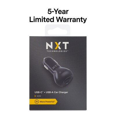 NXT Technologies™ Universal USB-C/USB-A Car Charger, Black (NX60452)