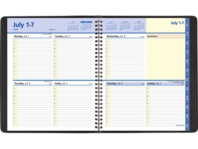 2024-2025 AT-A-GLANCE QuickNotes 8 x 10 Academic Weekly & Monthly Planner, Faux Leather Cover, Bla