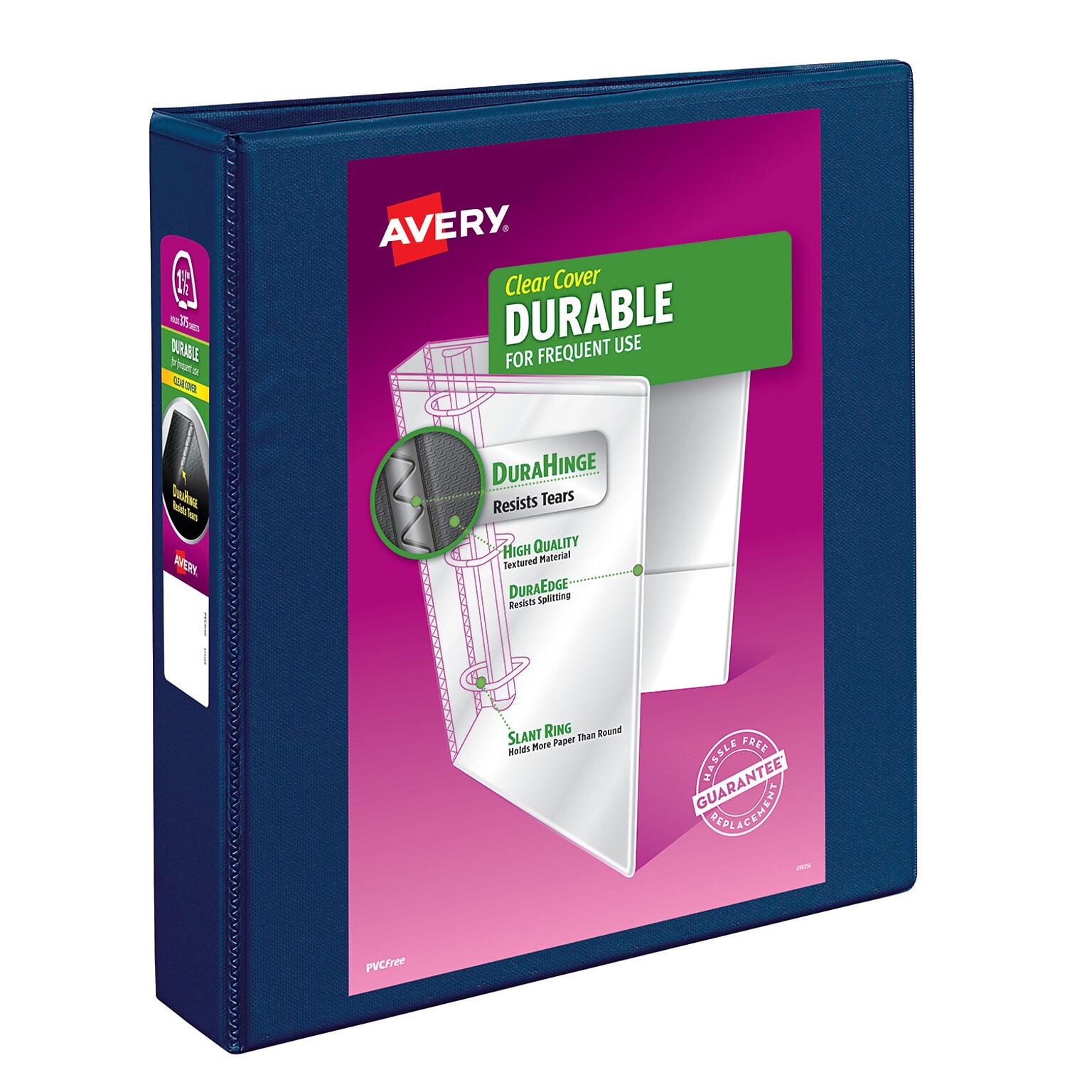 Avery Durable 1 1/2 3-Ring View Binders, Slant Ring, Navy Blue (17024)