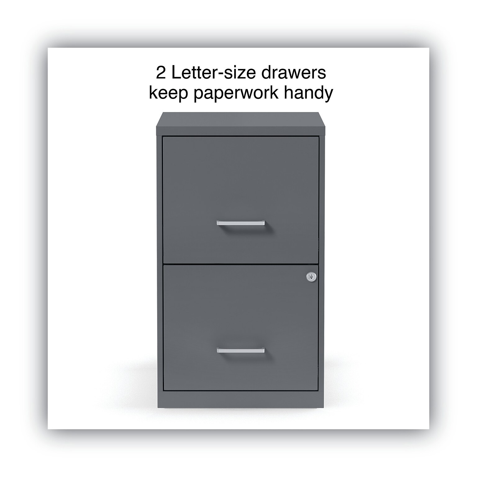 Alera® Soho 2 File-Drawer Vertical Standard File Cabinet, Letter Size, Lockable, 24.1H x 14W x 18D, Charcoal (2806760)