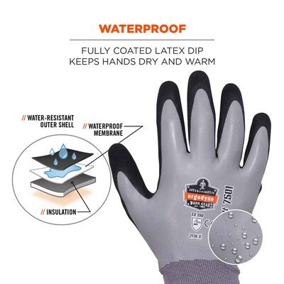 Ergodyne ProFlex 7501 Waterproof Winter Work Gloves, Gray, XXL, 144 Pairs (17936)