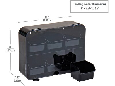 Mind Reader Foundation 6-Compartment Tea Bag Organizer, Black (HTBOX-BLK)