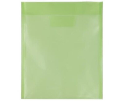 JAM PAPER Plastic Envelopes with Tuck Flap Closure, Letter Open End, 9 7/8 x 11 3/4, Lime Green, 12/