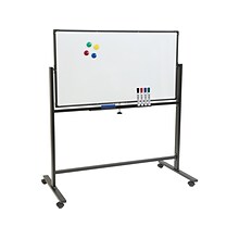 Excello Global Products Double Sided Magnetic Steel Mobile Dry-Erase Whiteboard, Aluminum Frame, 4