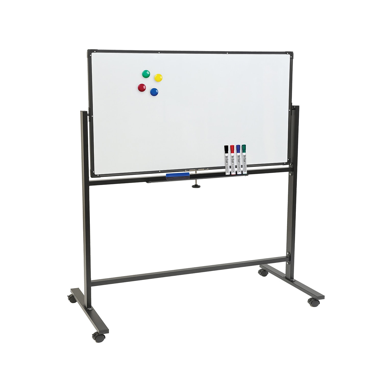 Excello Global Products Double Sided Magnetic Steel Mobile Dry-Erase Whiteboard, Aluminum Frame, 4 x 3 (EGP-HD-0066-BK)
