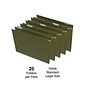 Quill Brand® Reinforced 5-Tab Box Bottom Hanging File Folders, 3" Expansion, Legal Size, Dark Green, 25/Box (730056)