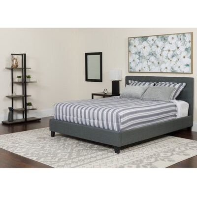 Flash Furniture Tribeca Tufted Upholstered Platform Bed in Dark Gray Fabric with Memory Foam Mattress, King (HGBMF32)