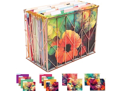 Global Printed Products Deluxe Designer Abstract Floral Hanging File Folder Kit, 1/3-Cut Tab, Letter