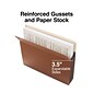 Staples Heavy-Duty Reinforced File Pocket, 3.5" Expansion, Letter Size, Brown, 10/Box (704358)