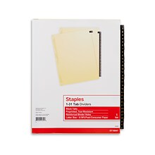 Staples Numeric Leather Dividers, 31-Tab, Black (18947/11485)