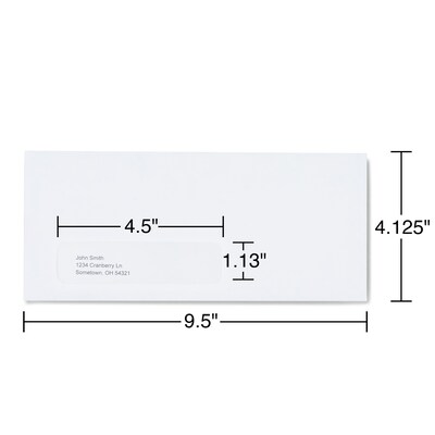 Staples® Gummed Security Tinted #10 Business Envelopes, 4 1/8" x 9 1/2", White Wove, 500/Box (SPL918161)