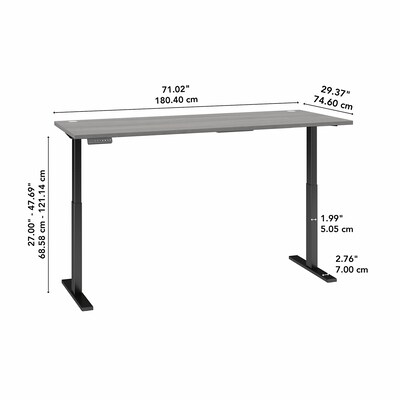 Bush Business Furniture Move 60 Series 72"W Electric Height Adjustable Standing Desk, Platinum Gray/Black (M6S7230PGBK)