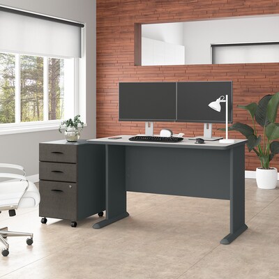 Bush Business Furniture Cubix 48"W Desk, Slate/White Spectrum (WC8448A)