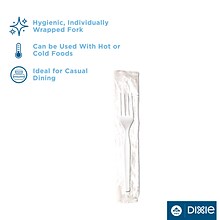 Dixie Individually WrappedPolystyrene Fork, Medium-Weight, White, 1000/Carton (FM23C7)
