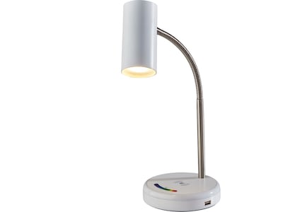 Simplee Adesso Shayne LED Desk Lamp, 17.5, White/Brushed Steel (SL4926-02)
