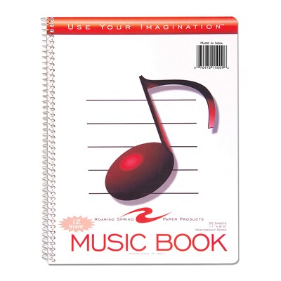 Roaring Spring Paper Products Use Your Imagination Music Notebook, 8.5 x 11, Stave-Ruled, 32 Sheet