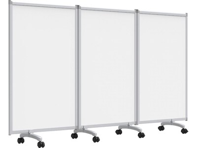 Luxor Freestanding 3-Panel Mobile Magnetic Whiteboard Room Divider, 53.5H x 91W, White (MB9152WW)