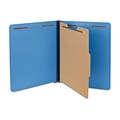 Quill Brand® End-Tab Partition Folders, 1 Partition, 4 Fasteners, Cobalt Blue, Letter, 15/Box (75102