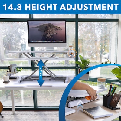 Mount-It! 38"W Manual Adjustable Standing Desk Converter, White (MI-15005)
