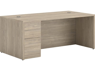 HON 10500 Series 72W Left Pedestal Desk, Kingswood Walnut (H105896L.LKI1LKI1)