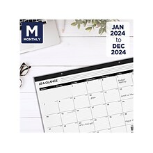 2024 AT-A-GLANCE 24 x 19 Monthly Desk Pad Calendar, White/Black (SK30-00-24)