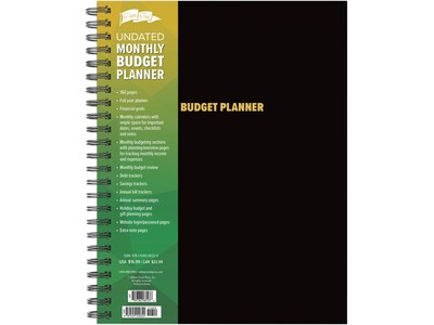 Willow Creek Budget 8.5 x 11 Monthly Planner, Black/Yellow  (40324)