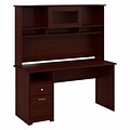 Bush Furniture Cabot 60W Computer Desk with Hutch, Harvest Cherry (CAB042HVC)