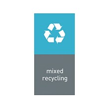 simplehuman Mixed Recycling Magnetic Sorting Label, 8 x 4, Blue/Gray, 2/Pack (KT1171)
