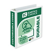 Samsill Earths Choice Biobased Heavy Duty 2 3-Ring View Binders, D-Ring, White (16967)