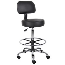 Boss® CareSoft Medical/Drafting Stool with Back Cushion; Black