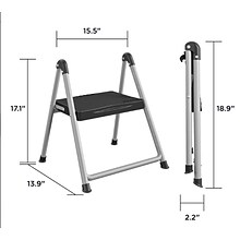 Cosco Folding Step Stool, 1-Step, 200 lb Capacity, 9.9 Working Height, Platinum/Black (11014PBL1E)