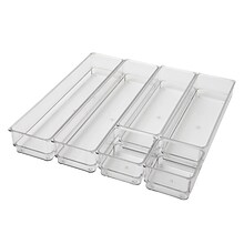 Martha Stewart Miles Plastic Stackable Office Desk Drawer Organizer, Various Sizes, 6/Set (BEPB58346