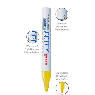 uni PAINT PX-20 Oil-Based Marker, Medium Tip, Yellow (63605)