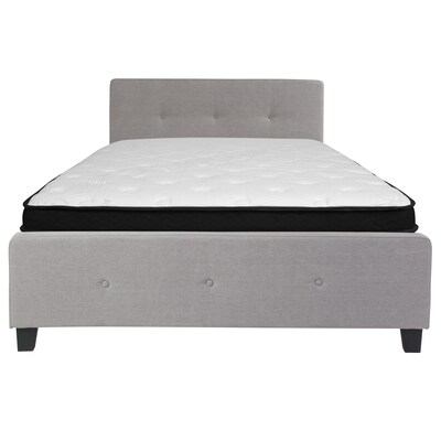 Flash Furniture Tribeca Tufted Upholstered Platform Bed in Light Gray Fabric with Memory Foam Mattress, Queen (HGBMF27)