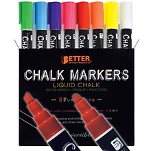 Better Office Products Liquid Chalk Markers, Water-Based, Reversible Tip (Chisel/Bullet), Assorted C